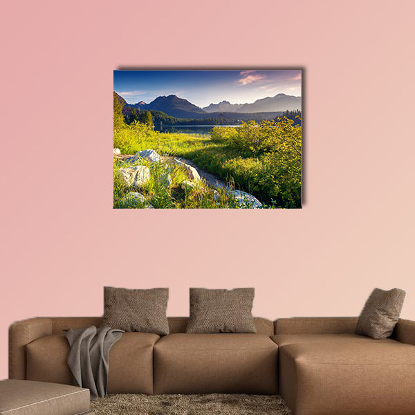 Mountain Lake in National Park High Tatra, Strbske pleso, Slovakia, multi panel canvas wall art