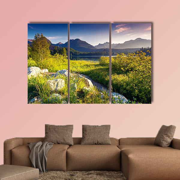 Mountain Lake in National Park High Tatra, Strbske pleso, Slovakia, multi panel canvas wall art