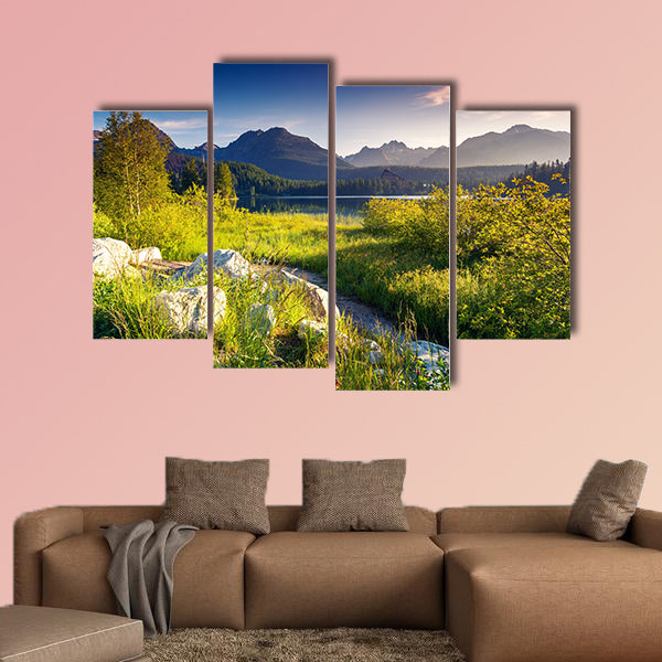 Mountain Lake in National Park High Tatra, Strbske pleso, Slovakia, multi panel canvas wall art