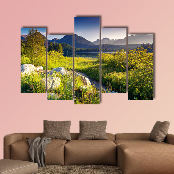 Mountain Lake in National Park High Tatra, Strbske pleso, Slovakia, multi panel canvas wall art
