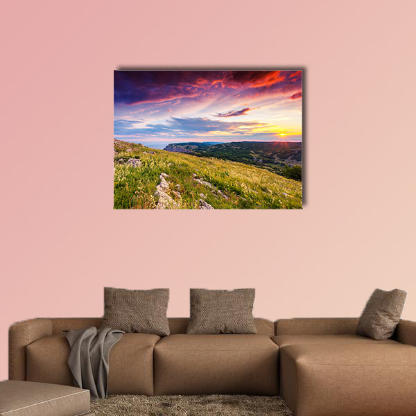 Majestic sunset in the mountains landscape Europe multi panel canvas wall art