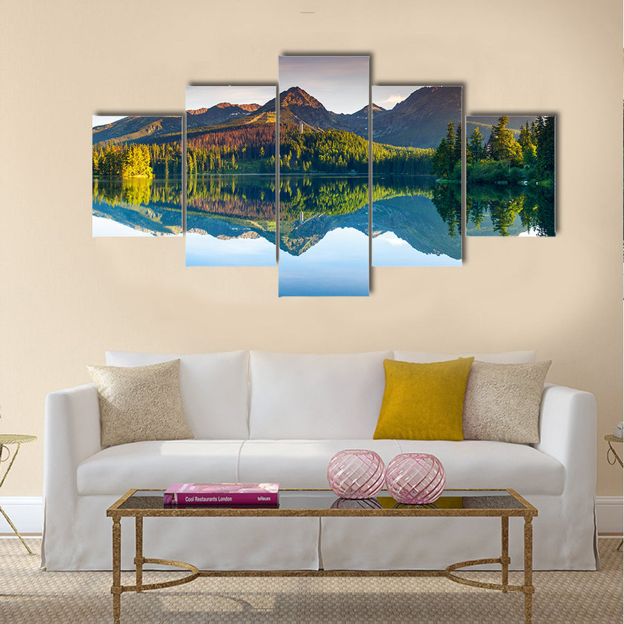 Mountain lake in National Park High Tatra Strbske pleso Slovakia Europe Beauty world Multi panel canvas wall art