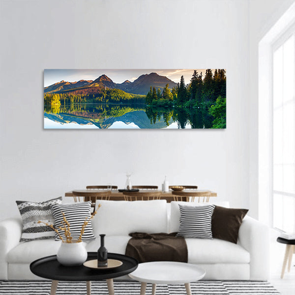 Mountain lake in National Park Tatra. Strbske pleso, Europe panoramic canvas wall art
