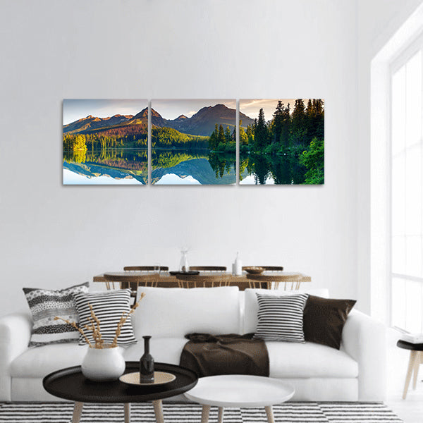 Mountain lake in National Park Tatra. Strbske pleso, Europe panoramic canvas wall art