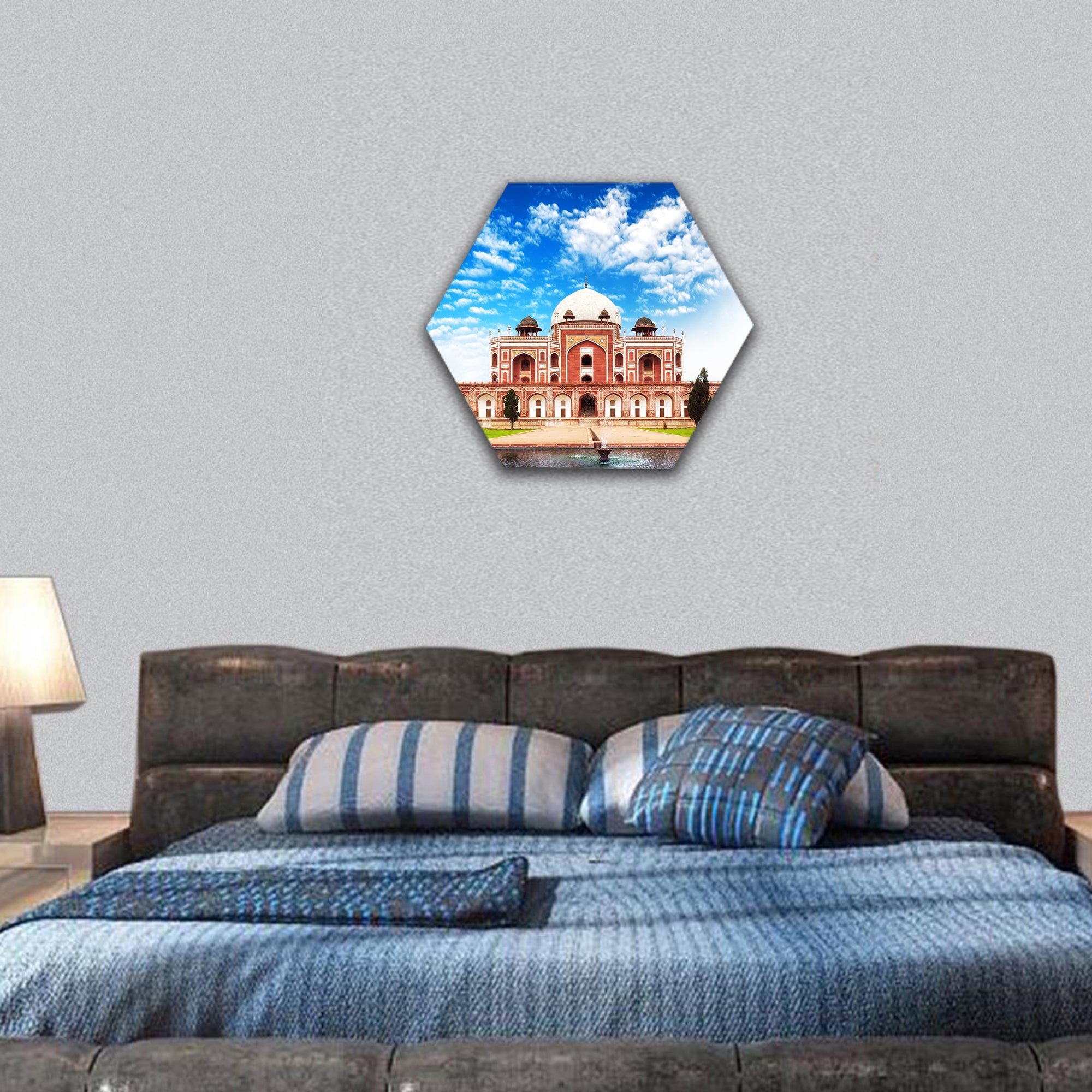 Humayun tomb mausoleum Indian architecture monument hexagonal canvas wall art