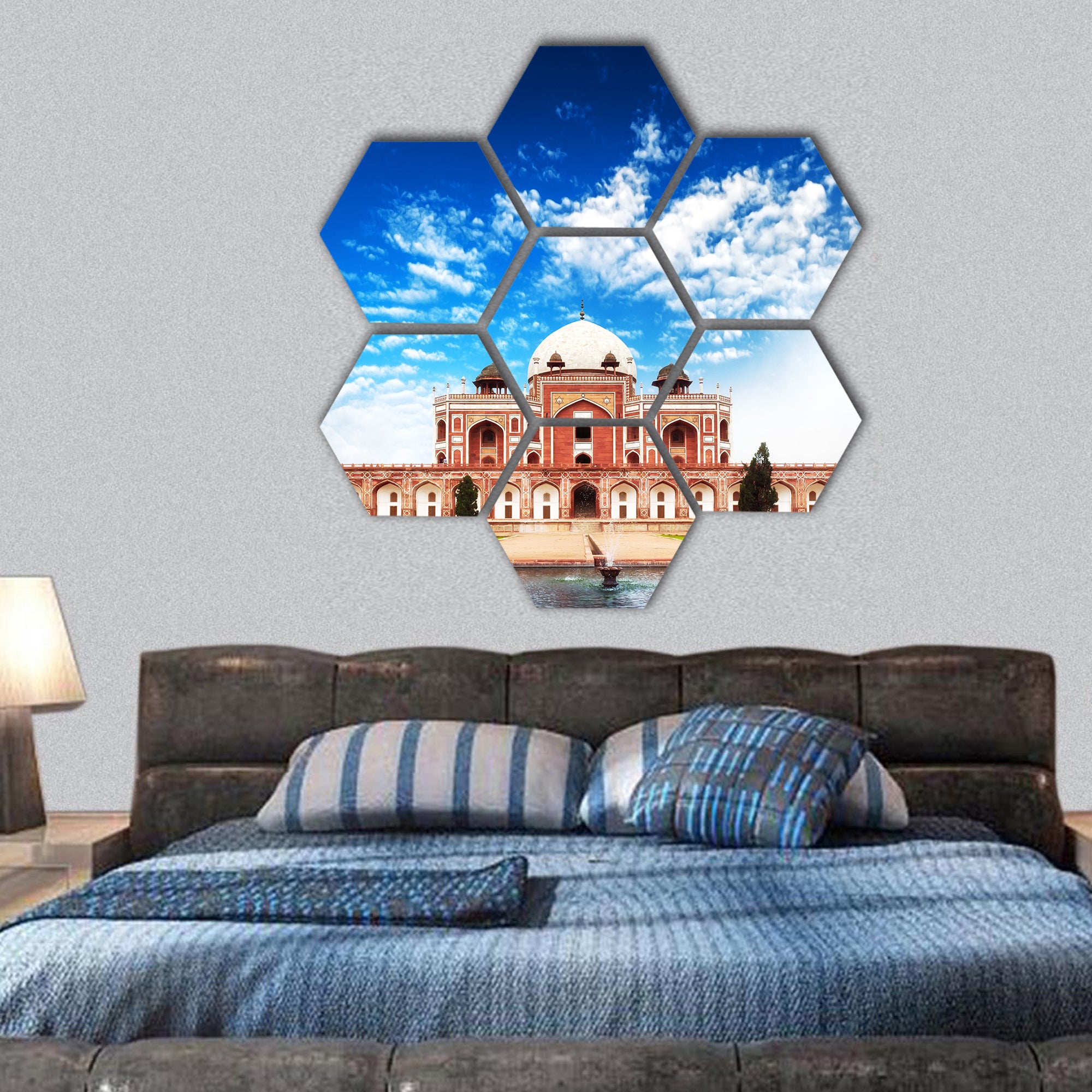 Humayun tomb mausoleum Indian architecture monument hexagonal canvas wall art