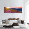 Pink rhododendron flowers on mountain Carpathian, Ukraine panoramic canvas wall art