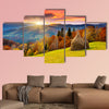 The mountain autumn landscape with colorful forest multi panel canvas wall art