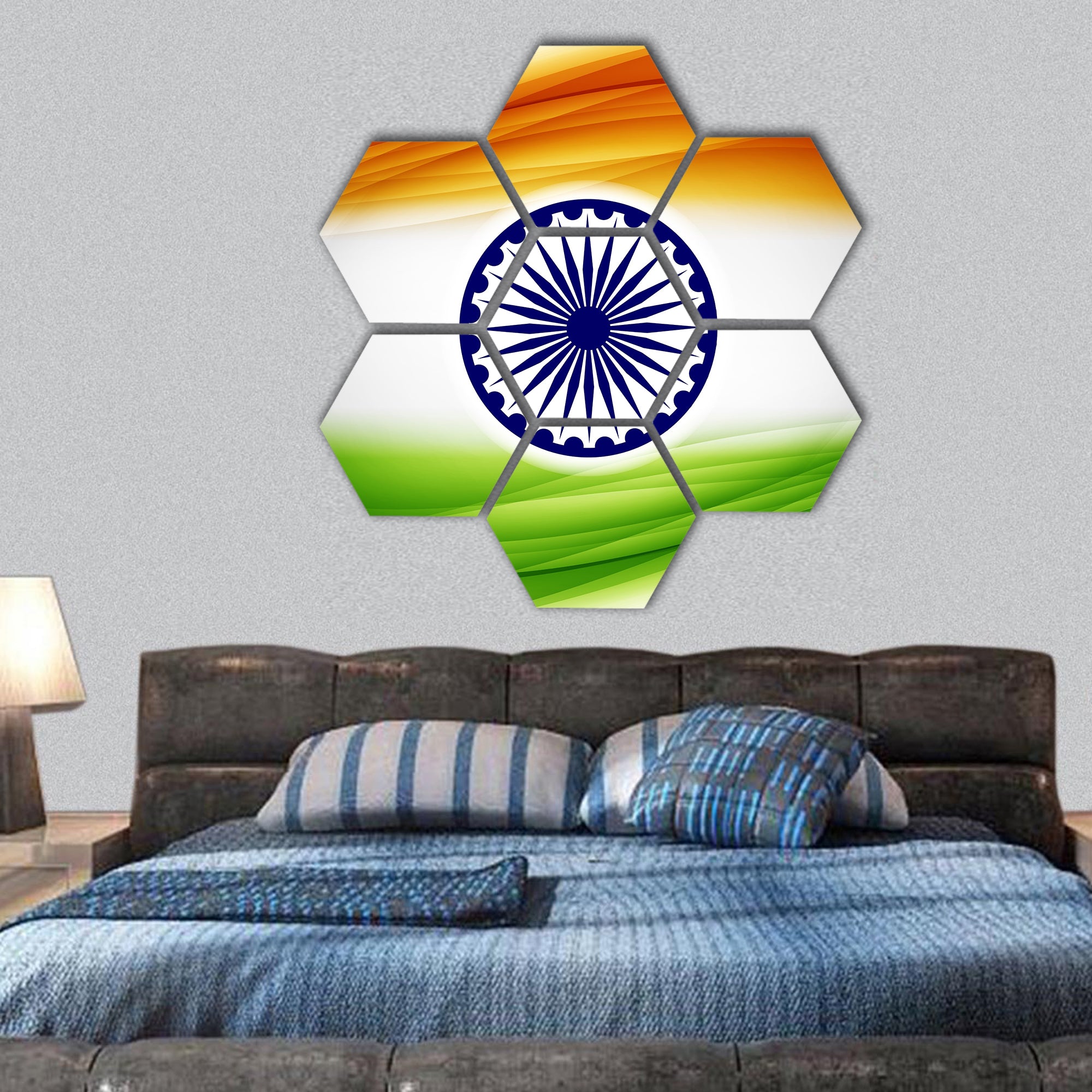 Beautiful Indian flag design hexagonal canvas wall art