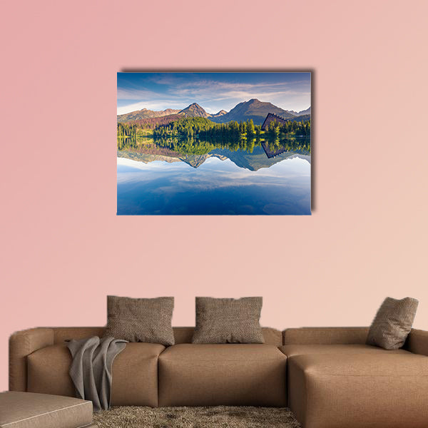 Mountain lake in National Park High Tatra. Strbske pleso, canvas wall art