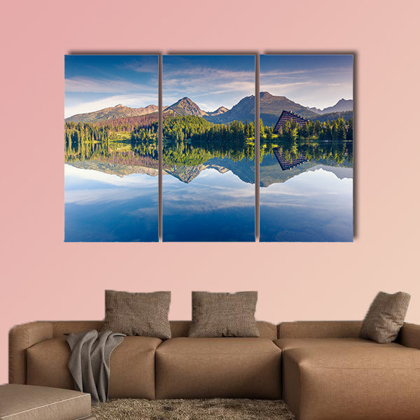 Mountain lake in National Park High Tatra. Strbske pleso, canvas wall art