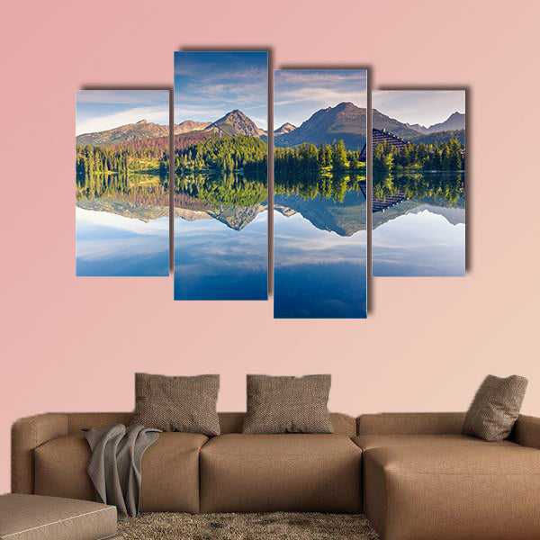Mountain lake in National Park High Tatra. Strbske pleso, canvas wall art