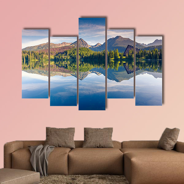 Mountain lake in National Park High Tatra. Strbske pleso, canvas wall art