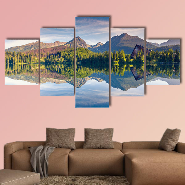 Mountain lake in National Park High Tatra. Strbske pleso, canvas wall art