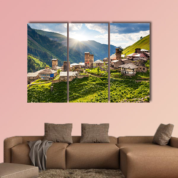 View of the village Adishi. Upper Svaneti, Georgia, Europe. Caucasus wall art