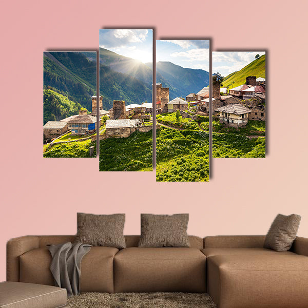 View of the village Adishi. Upper Svaneti, Georgia, Europe. Caucasus wall art