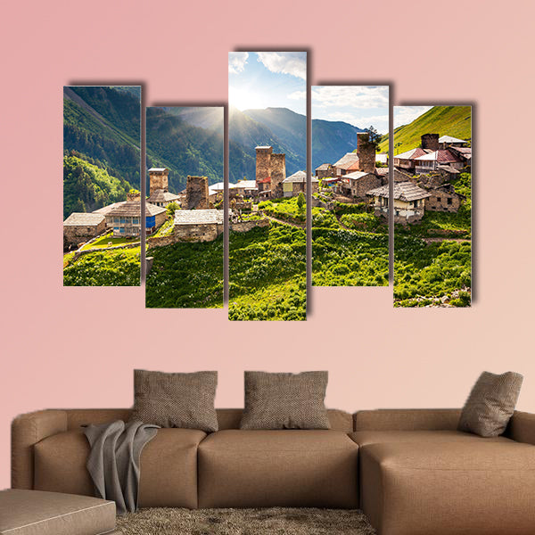View of the village Adishi. Upper Svaneti, Georgia, Europe. Caucasus wall art