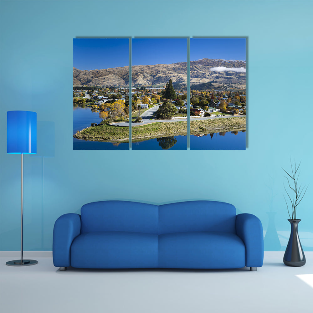 Lake Dunstan In Otago New Zealand Multi Panel Canvas Wall Art