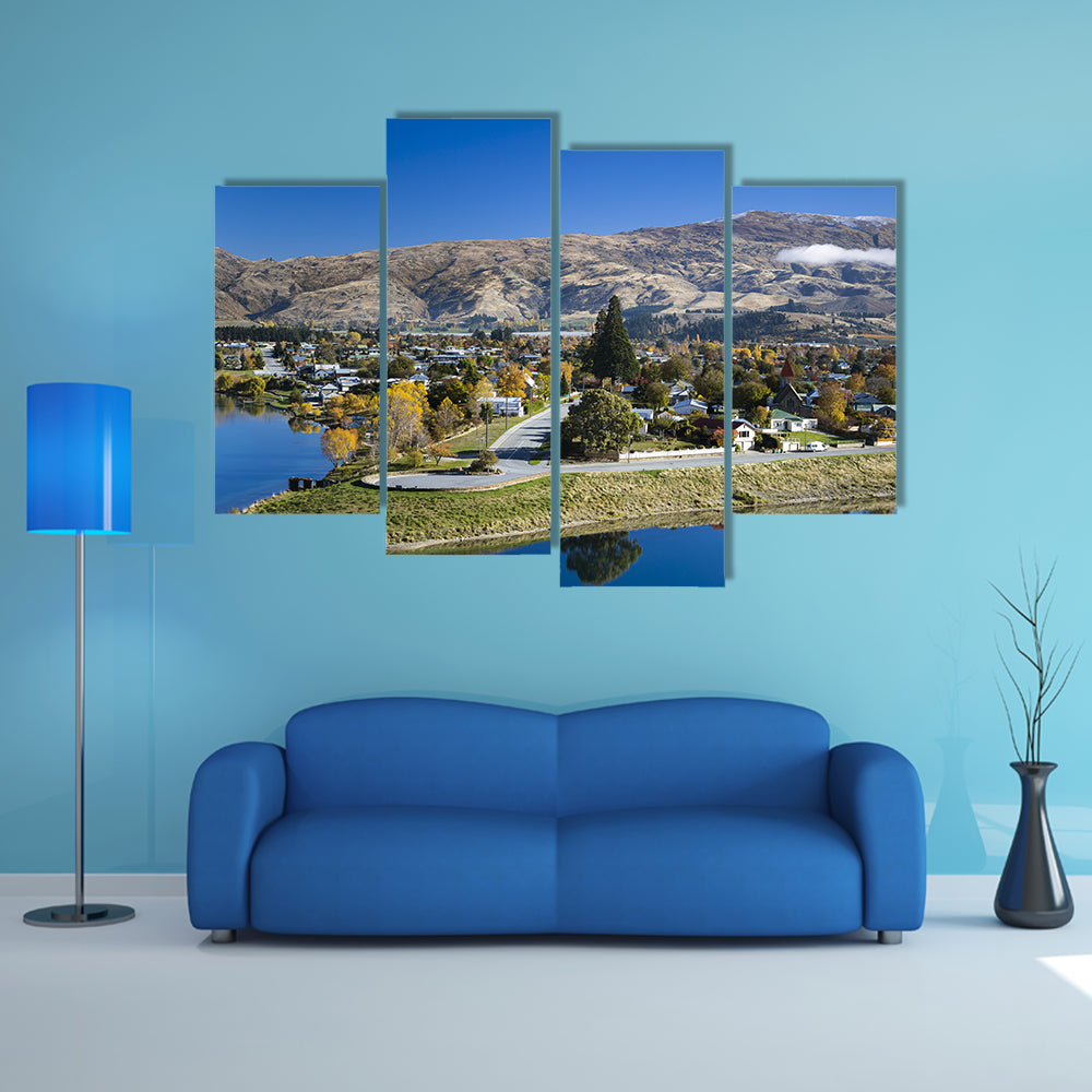 Lake Dunstan In Otago New Zealand Multi Panel Canvas Wall Art