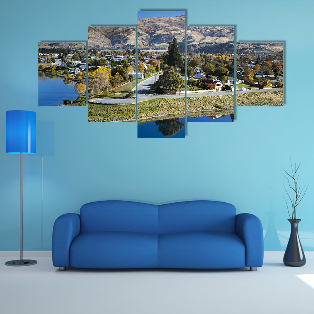 Lake Dunstan In Otago New Zealand Multi Panel Canvas Wall Art