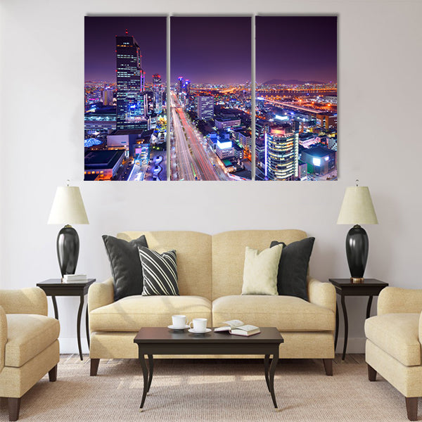Gangnam District, Seoul, South Korea skyline Multi panel canvas wall art