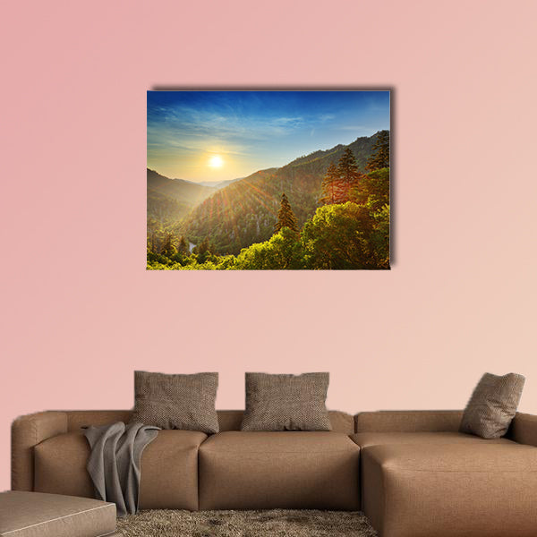 Sunset at the Newfound Gap in the Great Smoky Mountains Multi panel canvas wall art