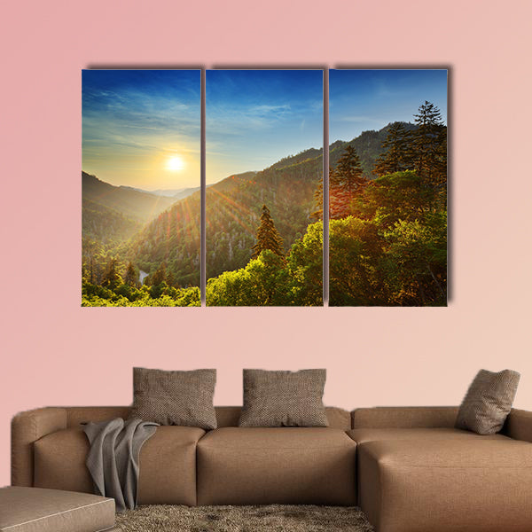 Sunset at the Newfound Gap in the Great Smoky Mountains Multi panel canvas wall art