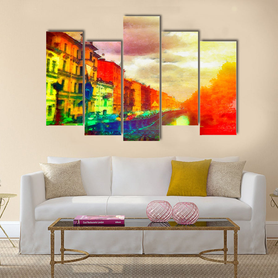 most beautiful view of Digital watercolor colorful natural background Multi panel canvas wall art