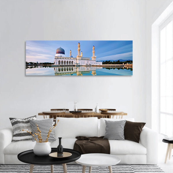 Floating Mosque in Kota Kinabalu city in Malaysia panoramic canvas wall art