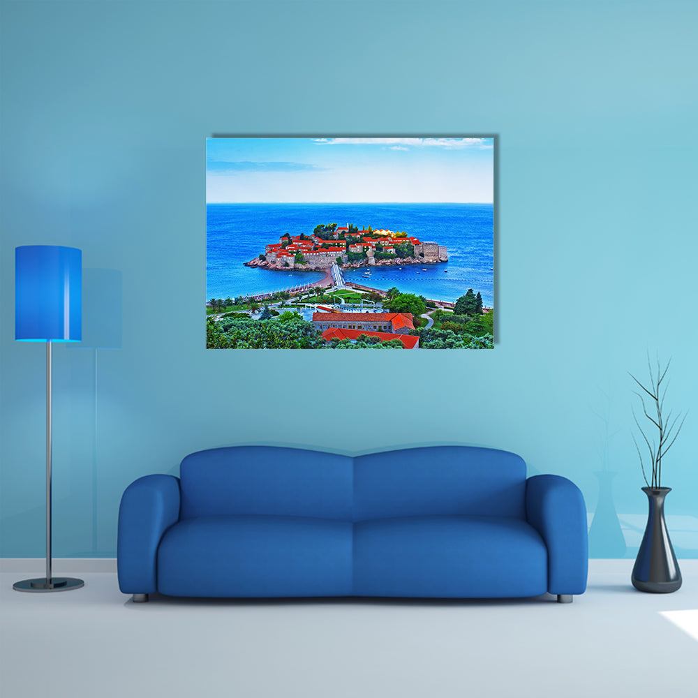 A View of the island of St. Stephen in Montenegro Multi Panel canvas wall art
