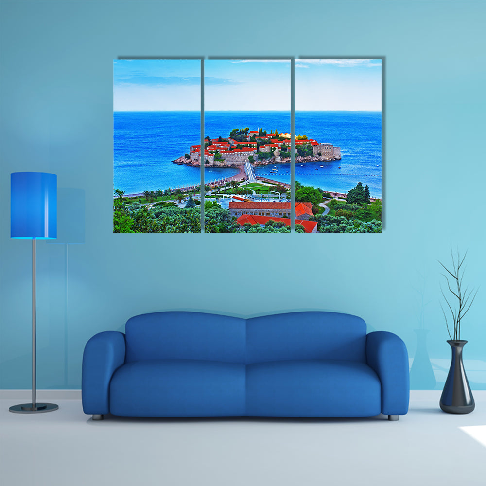 A View of the island of St. Stephen in Montenegro Multi Panel canvas wall art
