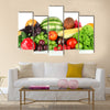 Different fruits and vegetables isolated on white Multi panel canvas wall art