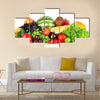 Different fruits and vegetables isolated on white Multi panel canvas wall art