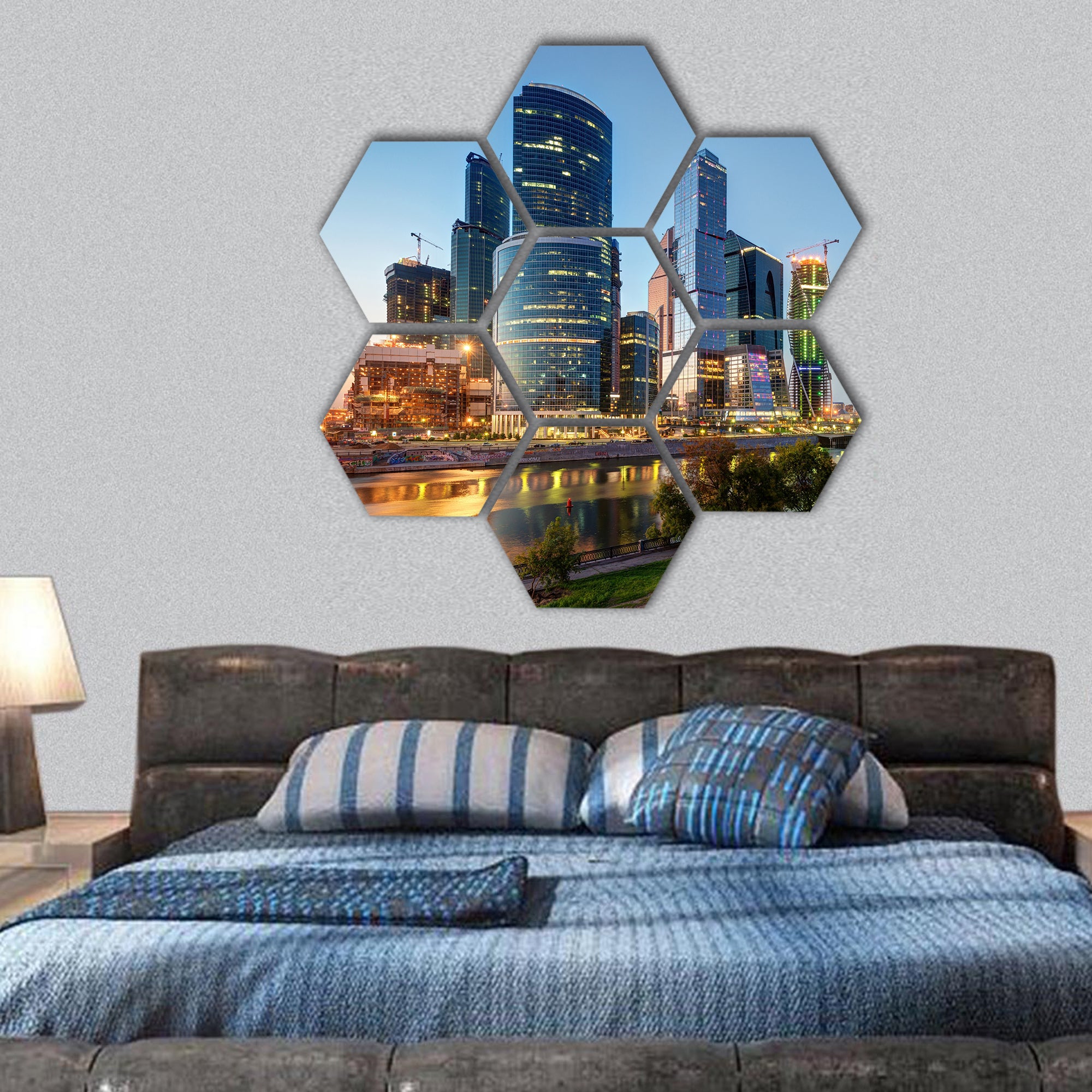 Moscow-city Moscow International Business hexagonal canvas wall art