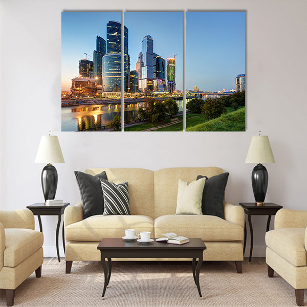 Moscow-city Moscow International Business Center at night Multi panel canvas wall art