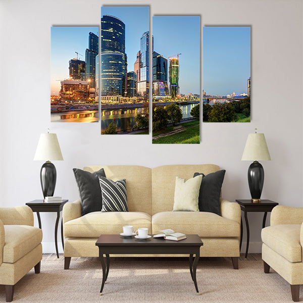 Moscow-city Moscow International Business Center at night Multi panel canvas wall art