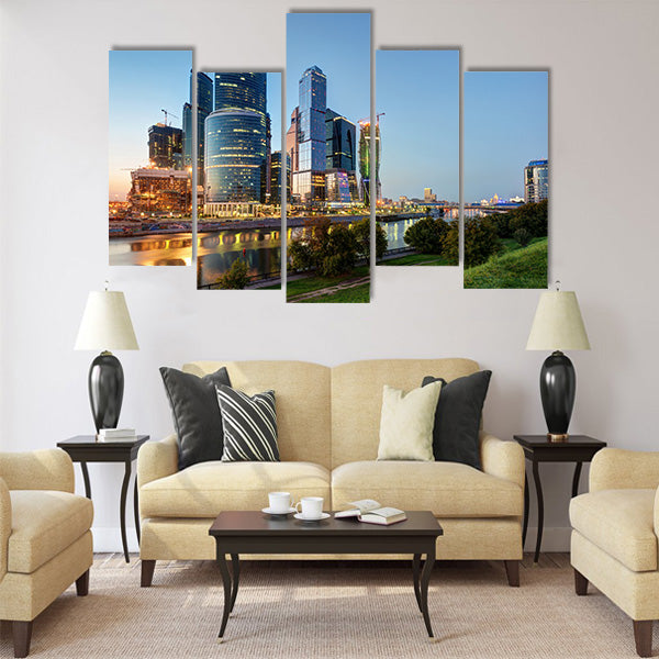 Moscow-city Moscow International Business Center at night Multi panel canvas wall art