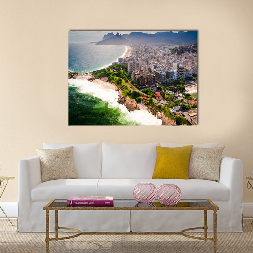 Buildings at the waterfront, Ipanema Beach, Copacabana Beach, Rio de Janeiro, Brazil multi panel canvas wall art
