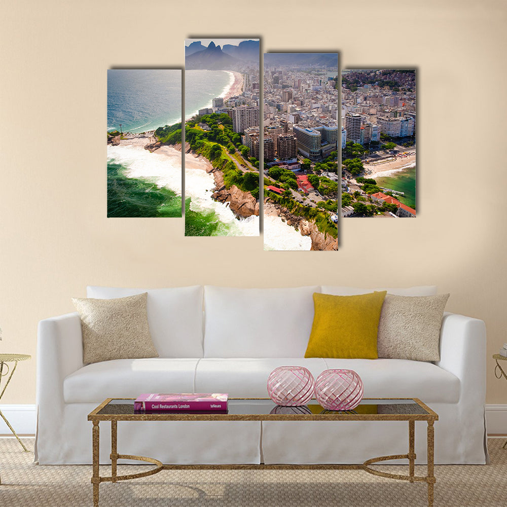 Buildings at the waterfront, Ipanema Beach, Copacabana Beach, Rio de Janeiro, Brazil multi panel canvas wall art