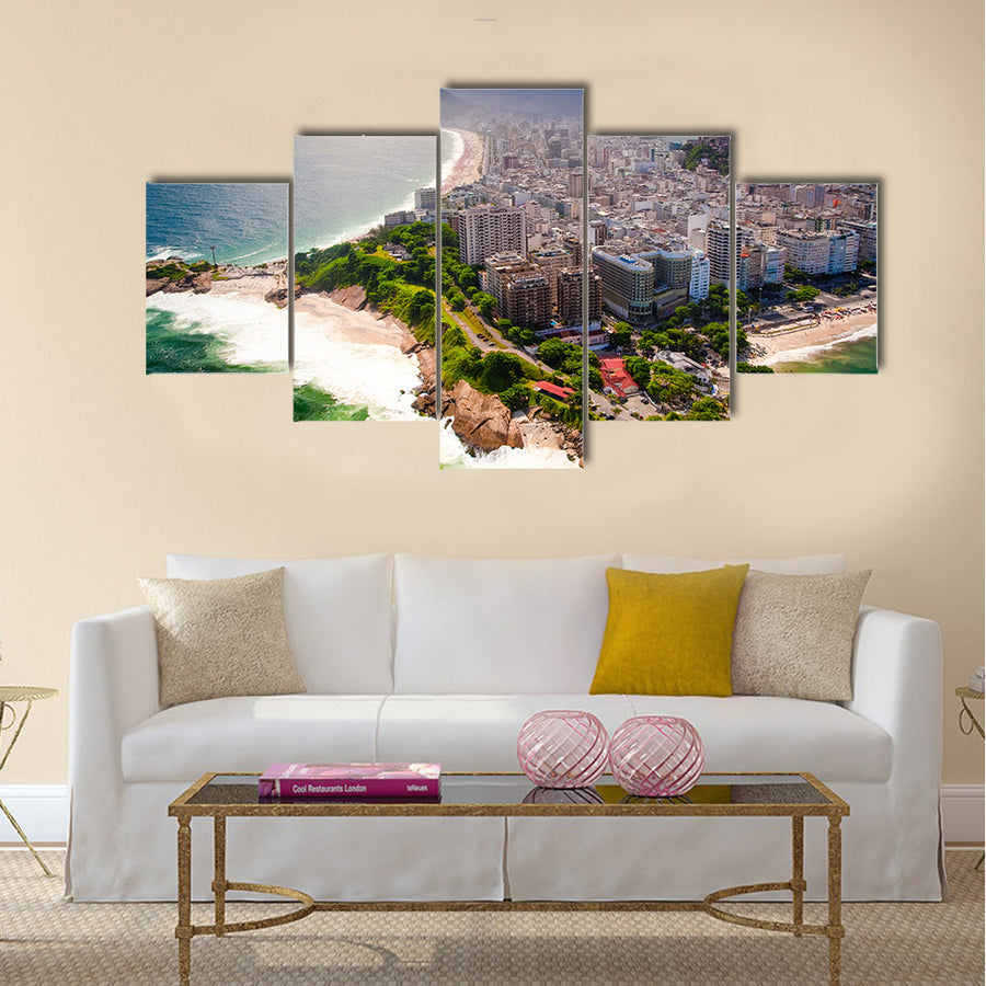 Buildings at the waterfront, Ipanema Beach, Copacabana Beach, Rio de Janeiro, Brazil multi panel canvas wall art