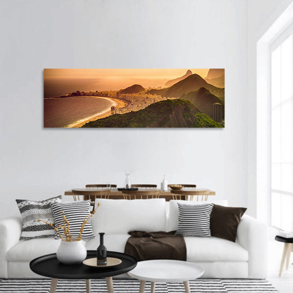 Copacabana Beach at dusk, Rio de Janeiro, Brazil panoramic canvas wall art