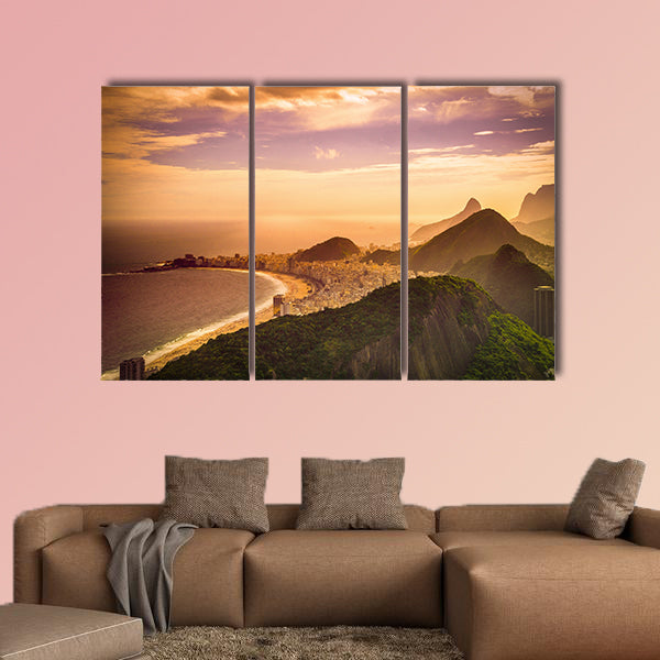 Copacabana Beach at dusk, Rio de Janeiro, Brazil multi panel canvas wall art