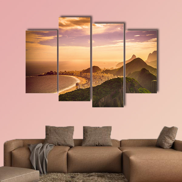 Copacabana Beach at dusk, Rio de Janeiro, Brazil multi panel canvas wall art
