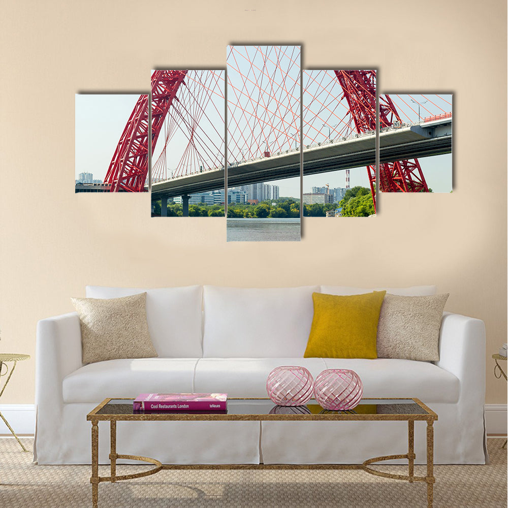 A modern cable-stayed bridge Zhivopisny bridge multi panel canvas wall art