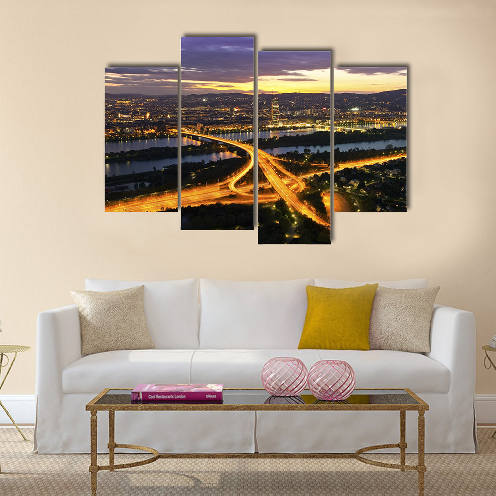 Panorama of Vienna with Danube River Island  multi panel canvas wall art