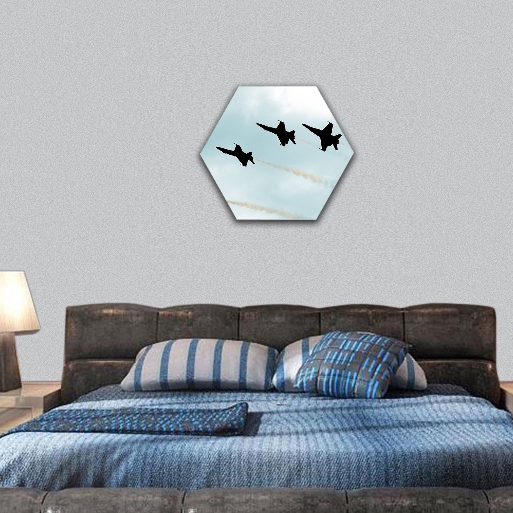 Supersonic Jets Silhouettes hexagonal canvas wall art