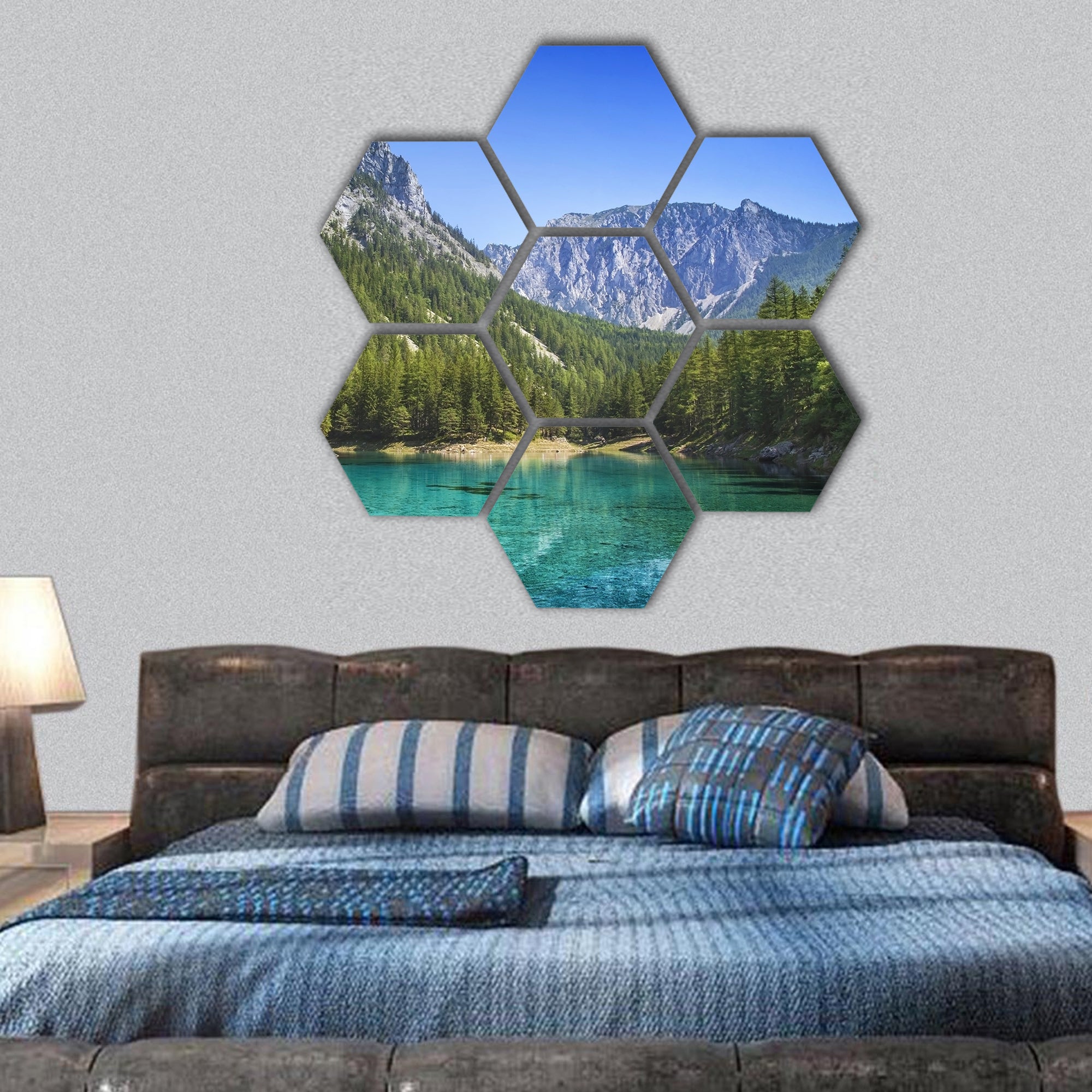Green Lake in Styria, Austria hexagonal canvas wall art