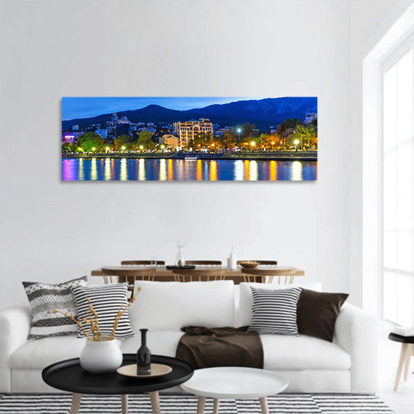 Black Sea pier and port harbor in Yalta, Crimea, Ukraine panoramic canvas wall art