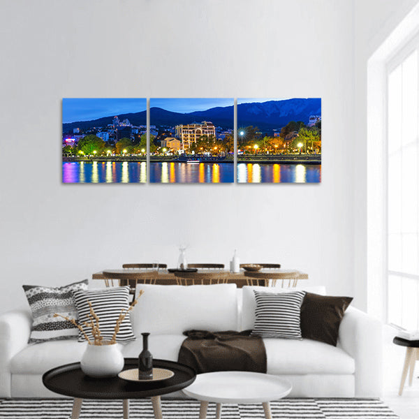 Black Sea pier and port harbor in Yalta, Crimea, Ukraine panoramic canvas wall art