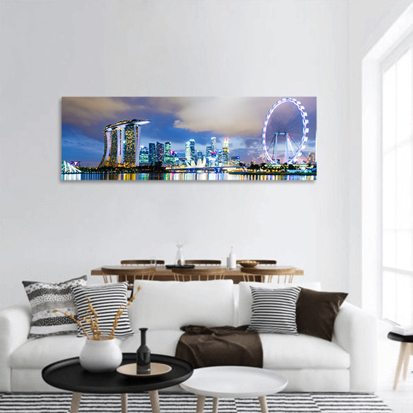 Singapore skyline at night panoramic canvas wall art